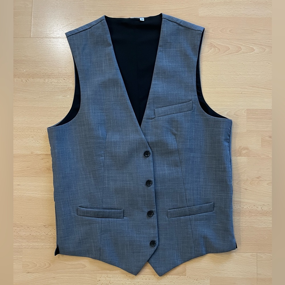 State and Liberty ATHLETIC FIT STRETCH SUIT VEST - HEATHERED GREY size 40